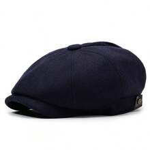 1 pièce Casquette octogonale rétro de couleur unie, Béret unisexe, Casquette de type Newsboy polyvalente, Convient pour l'automne/l'hiver - A - Voir 11