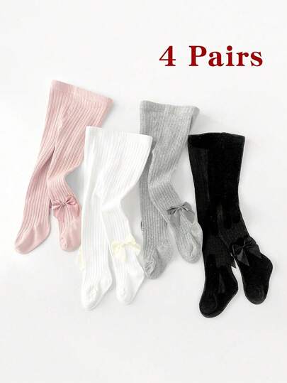 1/4 Pairs Baby Toddler Leggings Socks Spring & Autumn Season's Children's Solid Color Plain Tights For Baby Girls And Kids