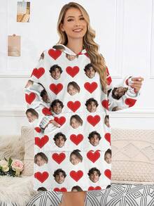 Áo nỉ hoodie chăn lông cừu nữ tùy chỉnh, tùy chỉnh với bất kỳ họa tiết nào và là món quà lễ độc đáo, phù hợp cho các cặp đôi, bạn bè và các bữa tiệc lễ hội - trắng - Xem 3