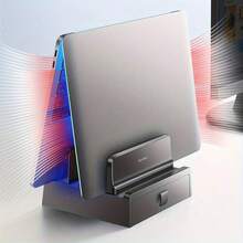 Vidier 3-In-1 Laptop Stand With Drawer - Vertical & Side Cooling Storage Rack Compatible With Various Devices, Fits Most Laptop Stands, Desktop Organizer Base, Storage Box - Black - View 7