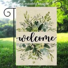 Eucalyptus Floral Welcome Garden Flag - Double Sided Spring Summer Design, High Quality Durable Polyester Fiber, Rustic Farmhouse Outdoor Garden & Indoor Living Room Decor, Seasonal Home Decoration For Family Yard - 彩色 - 查看 3