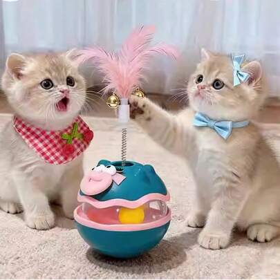 1. 旋转逗猫棒，一款可滚动的逗猫棒，让猫咪可以独立玩耍，享受独处时光。促进猫咪心理健康和健康成长。这款全新升级的羽毛逗猫棒专为室内猫设计，有效促进运动，帮助消耗过剩精力，并防止破坏性行为。