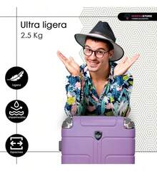 Nueva, Maleta Viaje en Cabina, Evita Filas, Ahorra tiempo, Maleta, Viajes Vacaciones,  Ligereza, Diseño Moderno, Equilibrio, Perfecto, Full Color,  Ideal, Equipaje Gratis, Suave,  Reforzada, Alta Resistencia, Comodidad, Tonos llamativos, Juvenil, Movilidad, Varios Colores, , Tamaño Estándar, Silencioso, Adaptable, Avion, Azul, Rosa, Negro, Plateado, Lila, Menta, Colores, Kit, Importante, Profesional, Perfecta - Lila Púrpura - Ver 7