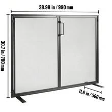 Fireplace Screen 1 Panel With Door, Sturdy Iron Mesh Fireplace Screen, 38.98"(L) X30.7"(H) Spark Guard Cover, Simple Installation, Free Standing Fire Fence Grate For Living Room Home Decor Moder - Simple Black - View 10