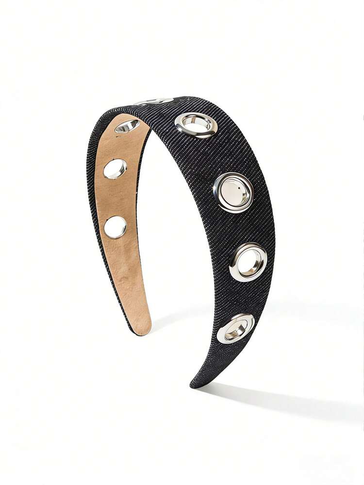 1件装 女孩时尚个性化牛仔镂空发箍，多功能发圈，适合日常、派对、学校等各种场合 - 彩色 - 查看 7