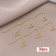 30pcs Real 18K Gold Plated French Earring Hooks Fish Hook Earrings For Jewellery Making Women Adults DIY Dangle Earrings Crafts Supplies - Multicolor - View 12