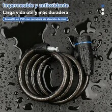 Candado de Cadena Antirrobo para Bicicleta, Acero Metálico Portátil con 2 Llaves, Resistente a Cortes, Ideal para Motocicleta y Patinete, Accesorios - Negro - Ver 3