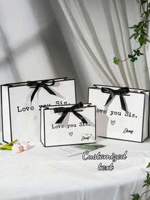 1pc Customized Personalized Birthday Party Gift Bag,"Love You Sis" Design,Elegant Foldable Tote With Clip Handle,Premium Sisters Gift Bag - Lightweight Foldable Tote With Ribbon,Custom Wedding Gift Bag, Custom Name Bridesmaid Gift Box, Bridal Party, Custom Birthday Gift Bag, Wedding Gift Bag, Bridesmaid Gift Bag, Engagement Gift Bag, Party Gift Bag, Ribbon Tie Gift Bag, Graduation Gift Bag. - Multicolor - View 3