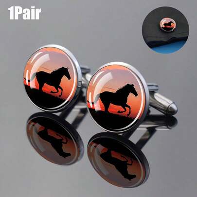 1 Pair Horse Theme Cufflinks High Quality Fashion Men Suit Cuff Links Year Of The Horse New Year Gift Cufflinks Decoration Business Formal Gift