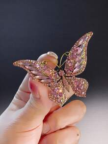 1 pieza Broche de mariposa vintage de lujo completamente cubierto de rhinestones, versátil para sombreros, pantalones, bolsos y talla grande - Multicolor - Ver 5