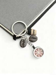 1pc Cute Coffee Keychain With Latte Art Pattern And Mini Coffee Bean Charm, Novelty Bag/Car Key Chain Accessory, Perfect Gift For Coffee Lovers, Unique Mini Coffee Cup Keyring For Daily Use And Collection - Multicolor - View 8