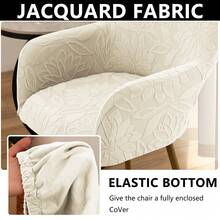 2pcs-Jacquard Full-Cover Office Chair Slipcover - Elastic, All-Season Universal, Rotatable Office Chair Cover Suitable For Game Rooms & Offices - Beige - View 4