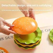 5-Tier & 7-Tier Stackable Burger Dinner Plate Set - Cute Kitchen Salad Plate - Suitable For Desserts, Fruits, Pasta - Perfect For Kitchen, Home And Party Use - Appetizer Serving Set - Fits Any Occasion - Multicolor - View 5