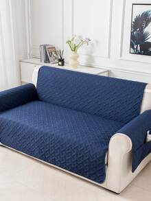 1pc Durable Sofa Cover, Easy To Clean, Pet-Friendly Sofa Protector, Diamond Quilted Design, Fits 1/2/3 Seater, All Season Breathable, Modern Sofa Slipcover With Side Pockets - Navy Blue - View 5