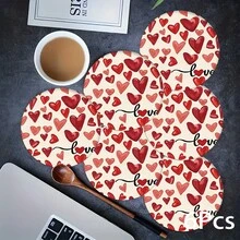 2pcs/4pcs/6pcs Heart-Shaped Silicone Placemats, Valentine's Day Style Pattern, Holiday Gift, Seasonal Decor, Suitable For Dining Table, Coffee Bar, Washable, Home Decor, Coasters, Draining Mats, Kitchen Table Mats, Indoor/Outdoor Party Decorations, Ideal Gift - Multicolor - View 8
