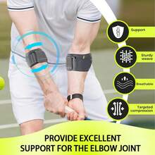 1pc Adjustable Elbow Compression Sleeve, Elbow Support Brace For Men & Women, Golf Elbow, Tennis Elbow Compression Strap - Grey - View 5