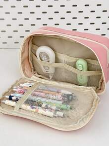 2026 Large Capacity Multi-Pocket Washable Pencil Case, High-Quality Stationery Set With Cute Toy Pendant, Ideal For Students And Campus Use - Watermelon Pink - View 6