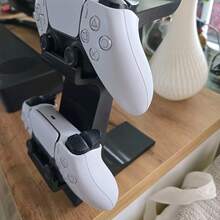 3-In-1 PlayStation 5 Controller Stand - Game Desk Storage Rack With Headphone Hook, Holds 2 Controllers And Headset, Space-Saving, White/Black Game Accessory - Multicolor - View 5