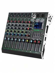 Professional DJ Audio Mixer, 6-Channel Sound Mixing Board With 99 DSP Effects, Wireless, 48V Phantom Power, Vocal Removal, For Live Streaming And Recording - US A Type Plug(110-127V) - View 2