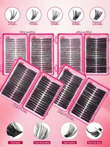 576/544 Individual/32 Pairs Of Cartoon-Style False Eyelashes, With A Natural Look, Resembling The Eyelashes Of A Fairy. Suitable For Beginners, Single Eyelashes, D-Shaped Curly Clusters Of Eyelashes, Large Capacity Sets, Beginner-Friendly False Eyelash Extension Sets, Including Glue, Sealant And Tweezers. - Black - View 8