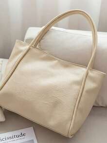 New Fashion Women Large Capacity Casual Versatile Shoulder Tote Bag For Commuting - White - View 8
