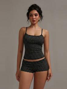 Buzzelle 2026 Y2K Fashionable Polka Dot Camisole And Shorts Set, Sexy And Fitted, Suitable For Vacation Wear Spring Casual - Polka Dots - View 6