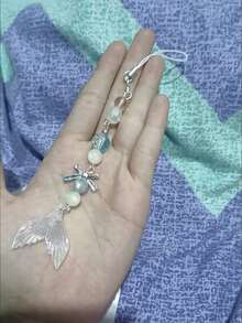 Handmade Beaded Fish Tail Phone Lanyard, Suitable For Phone, Earphones, Card Holder, Bag Charm - Baby Blue - View 4