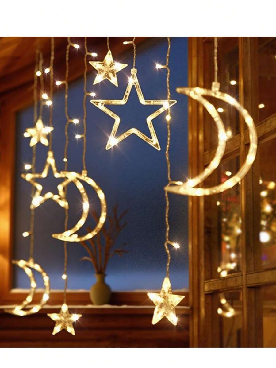 Dây đèn LED hình ngôi sao dài 3,5m, đèn trang trí cho đám cưới, tiệc tùng, sân vườn, ngày lễ, phòng ngủ, sinh nhật, trang trí tường. - Phích cắm loại C của EU (220-240V) - Xem 1