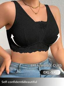 Plus Size Women Lace Patchwork Seamless Underwear, Suitable For Daily Wear And Various Occasions - Black - View 2