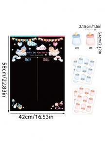 一套婴儿性别揭晓海报，婴儿主题性别揭晓投票海报，创意派对游戏套装，性别揭晓海报，附赠36张瓶形投票贴纸 - 彩色 - 查看 7