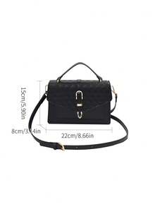 女士腰带装饰翻盖手提包单肩包 - 查看 9