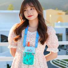 1个创意可爱吸管塑料水杯，户外肩带水瓶 - 彩色 - 查看 5