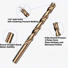 13/29pcs Heavy Duty Cobalt Steel Drill Bit Set - Optional Metal Logo Storage Box. Super-Fast Steel Twist Drill Bits, Titanium Coated Surface, 135° Split Point Design - Multicolor - View 7