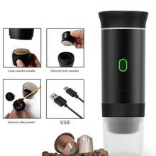 Portable Electric Capsule Coffee Machine, American-Style Pump-Driven Compact Espresso Machine, Suitable For Car Travel And Home Use, USB Portable Mini Heated Espresso Capsule Coffee Machine, A 3-In-1 Heated Coffee Machine + Portable Espresso Machine + Coffee Powder And Capsules Of Various Sizes, Making Coffee Accessible Wherever You Go. - 黑色 - 查看 9