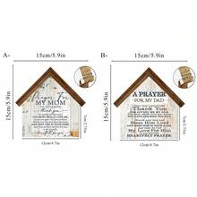 1/2pcsA Wooden House-Shaped Sign Printed With Blessings For Parents, A Warm And Inviting Desktop Decoration, Suitable For Bookshelves, Entryways, And Bedrooms-The Perfect Gift For Parents. - Multicolor - View 9