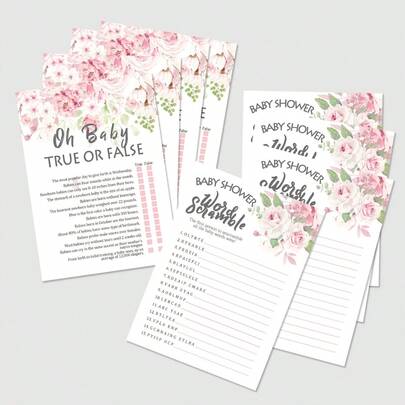 40pcs Baby Shower Games For Girls, 20 Word Scramble For Baby Shower Ideas, 20 True Or False Baby Shower Game, Fun Baby Shower Games, Baby Shower Party Supplies