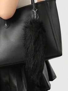 ROMWE Grunge Punk 1pc Y2K Stylish Gothic Fluffy Faux Tail Keychain, Dark Aesthetic Accessory, Suitable Women, Daily Wear Or Holiday, Halloween - màu đen - Xem 7