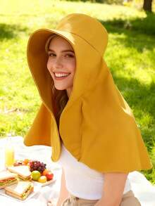 [Sun Hat Shawl] | Sunscreen Cap With Sunscreen Shawl | Women's Oversized Wide-Brimmed Sun Hat | Comprehensive Sun Protection For Head, Shoulders And Neck | Breathable And Lightweight | Suitable For Beach, Hiking, Travel, Camp And Outdoor Activities | Perfect Gift For Women - Yellow - View 2