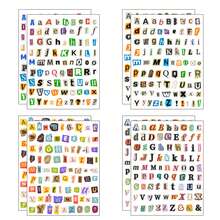 4/8/12张英文字母和数字符号贴纸套装，复古剪贴簿贴纸，装饰日记贴纸，剪贴簿用品套装，字母贴纸，适用于剪贴簿 - 彩色 - 查看 14