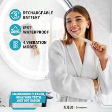 Juego de Cepillo de Dientes Eléctrico Sónico y Hilo Dental con Carga Inductiva Recargable, Sin Cable, para Blanqueamiento Dental - como en la foto - Ver 3