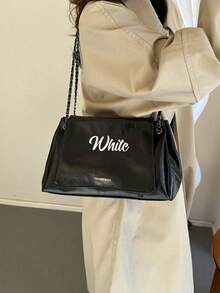 1pc Customizable Embroidered Shoulder Bag, Large Capacity Portable Handbag, New Solid Color Minimalist Commuter Tote Bag, Fashion Messenger Bag, Suitable For Work, Shopping, Business Travel, Vacation, Also Can Be A Gift For Mother, Sister, Friend, Girlfriend - Multicolor - View 6