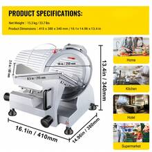 Commercial Meat Slicer, 240W Electric Food Slicer, 10 Inch Carbon Steel Blade Electric Food Slicer, 350-400RPM Meat Slicer, 0 - 0.47 Inch Adjustable Thickness For Commercial And Home Use - Silver - View 7