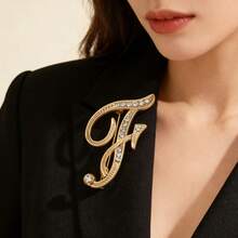 1Pc A-Z Letter Rhinestone Brooch – European Style Alloy Sparkly Pin, Elegant Versatile For Suits/Shirts/Coats/Dresses, Perfect Gift - Multicolor - View 2