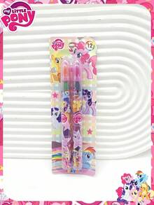 1/2/3支装全新小马宝莉子弹头彩色铅笔，12色卡通涂鸦笔，便携，适合学校和办公室使用 - 彩色 - 查看 2