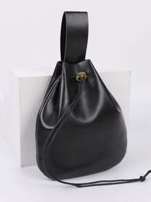 1个复古抽绳仿皮腰包，带可调节肩带，波西米亚风节日配饰，适合节日和日常穿着的臀包 - A - 查看 7