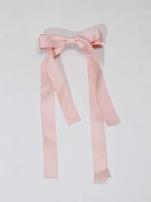 1pc Fairy Style Long Ribbon Bow Hair Clip, Fashionable, Elegant, Versatile Hair Accessory For Any Occasion Cute Valentine's Day, Hair Barrettes Hair Clips Claw Clips Hair Claws, Winter Outfit For Women, Bows, Hair Accessories, Head Accessories - Pink - View 8