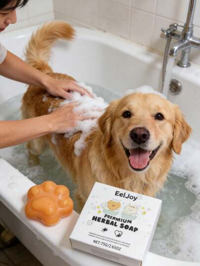 Jabón para mascotas EELJOY, con ingredientes a base de plantas para la limpieza diaria de gatos y perros, elimina los olores, con aroma refrescante, contiene: aceite de semilla de palma, aceite de coco, glicerina, aceite de oliva, agua, aceite de semilla de uva