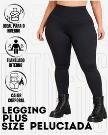 Plus Size G1 G2 G3 G4 Thermal Flannel Plush Anti-Cold Suplex Legging Pants WOLFOX - 黑色 - 查看 1