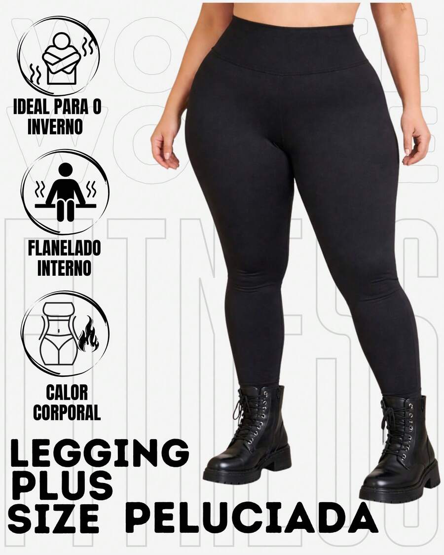 Plus Size G1 G2 G3 G4 Thermal Flannel Plush Anti-Cold Suplex Legging Pants WOLFOX - Black - View 1