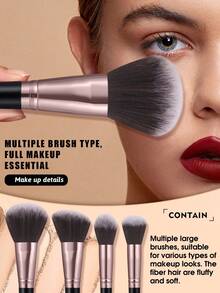 21PCS Makeup Tools Set Including:8PCS Makeup Brush Set+1pc Multi-Functional Zipper Toiletry And Cosmetic Bag Waterproof+4PCS Makeup Sponges+4PCS Mini Makeup Sponges+4PCS Triangle Powder Puffs - Black - View 2